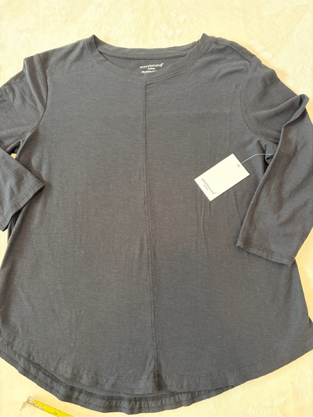Westbound Black Scoop Neck 3/4 Sleeve Knit Top